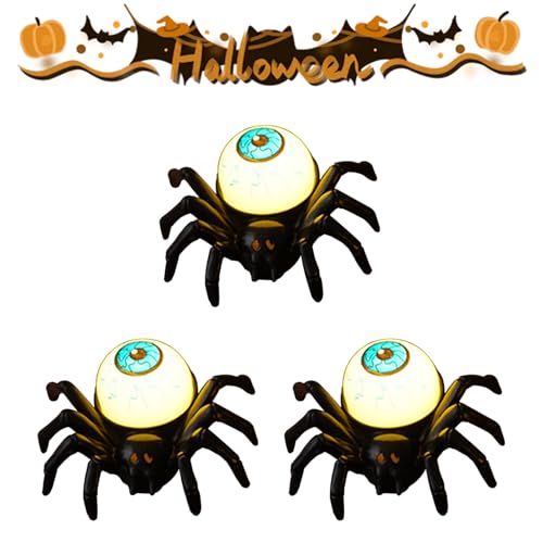 Neuartige Led Flammenlose Spinne Kerzen, Halloween Spinne Kerzenlicht, Spinne Augäpfel Nachtlicht für Indoor Outdoor Garten Party Halloween Deko Requisiten (D-3pcs) von Dewppxi
