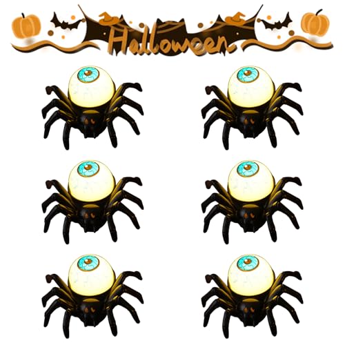 Neuartige Led Flammenlose Spinne Kerzen, Halloween Spinne Kerzenlicht, Spinne Augäpfel Nachtlicht für Indoor Outdoor Garten Party Halloween Deko Requisiten (D-6pcs) von Dewppxi
