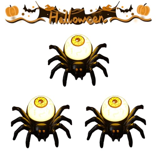 Neuartige Led Flammenlose Spinne Kerzen, Halloween Spinne Kerzenlicht, Spinne Augäpfel Nachtlicht für Indoor Outdoor Garten Party Halloween Deko Requisiten (E-3pcs) von Dewppxi