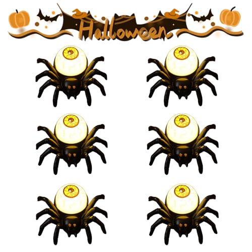 Neuartige Led Flammenlose Spinne Kerzen, Halloween Spinne Kerzenlicht, Spinne Augäpfel Nachtlicht für Indoor Outdoor Garten Party Halloween Deko Requisiten (E-6pcs) von Dewppxi