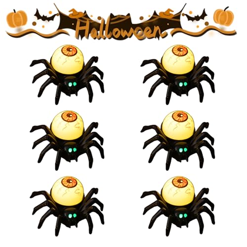Neuartige Led Flammenlose Spinne Kerzen, Halloween Spinne Kerzenlicht, Spinne Augäpfel Nachtlicht für Indoor Outdoor Garten Party Halloween Deko Requisiten (F-6pcs) von Dewppxi