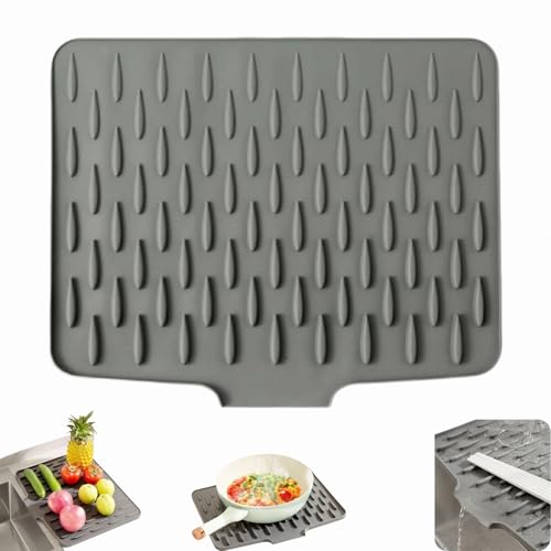 Silikon-Abtropfmatte, Auslaufsicherer Arbeitsplattenschutz Aus Silikon, Arbeitsplattenschutz mit Effektiver Wasserumleitung und Rutschfestem Design (32*25cm-1 Stück) von Dewppxi