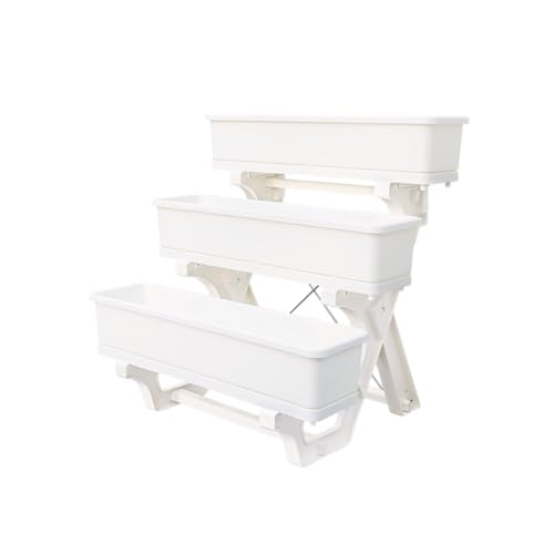 3-stöckiger Blumentopf Für Den Garten, Vertikales Anbausystem Für Drinnen Und Draußen, Abnehmbares Bodentablett-Design, Vertikales Hochbeet Für Den Balkon Im Garten(White) von Dexinhdh