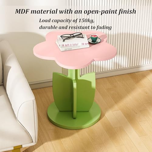 Beistelltisch Mit Ablagefach, Beistelltisch In Blumenform, Moderner Nachttisch Aus Holz, Design Mit Niedrigem Schwerpunkt, Kleine Getränketische Für Wohnzimmer, Schlafzimmer(Pink) von Dexinhdh