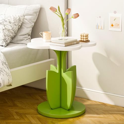 Beistelltisch Mit Ablagefach, Beistelltisch In Blumenform, Moderner Nachttisch Aus Holz, Design Mit Niedrigem Schwerpunkt, Kleine Getränketische Für Wohnzimmer, Schlafzimmer(White) von Dexinhdh