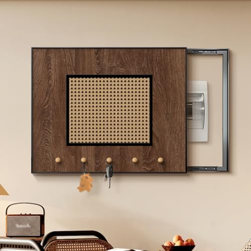 Dekorative Schalttafelabdeckung, Dekorative Sicherungskastenabdeckung Aus Rattan Mit Haken, Dekorative Malerei Für Versteckte Leistungsschaltertafelne(B,80 * 60cm) von Dexinhdh