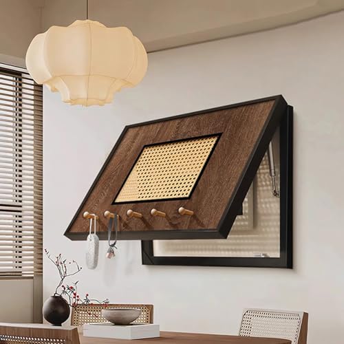 Dekorative Schalttafelabdeckung, Dekorative Sicherungskastenabdeckung Aus Rattan Mit Haken, Dekorative Malerei Für Versteckte Leistungsschaltertafelne(D,80 * 60cm) von Dexinhdh