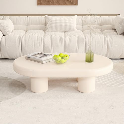 Dexinhdh Moderner Mitteltisch, Moderner Leichter, Luxuriöser Ovaler Langer Tisch, Arbeitsfläche Mit Hochtemperaturlackierung, Kleiner Cremeweißer Beistelltisch Für Den Innenbereich(40 * 120cm) von Dexinhdh