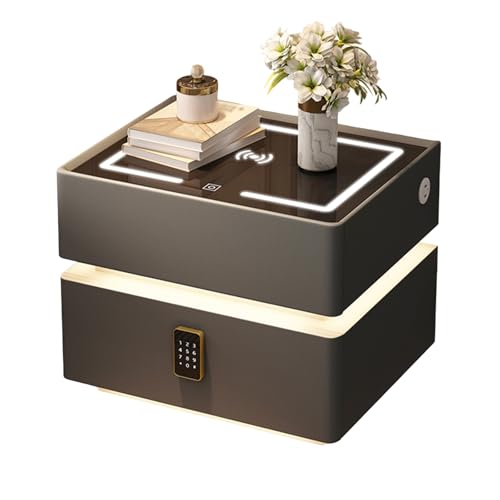 Dexinhdh Schwebender Nachttisch Mit Ladestation, Intelligenter LED-Nachttisch Mit Passwortschloss Und 2 Schubladen, Automatischer Induktionsnachttisch Für Schlafzimmer(A,25cm) von Dexinhdh