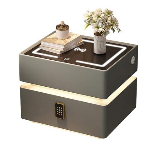 Dexinhdh Schwebender Nachttisch Mit Ladestation, Intelligenter LED-Nachttisch Mit Passwortschloss Und 2 Schubladen, Automatischer Induktionsnachttisch Für Schlafzimmer(B,25cm) von Dexinhdh