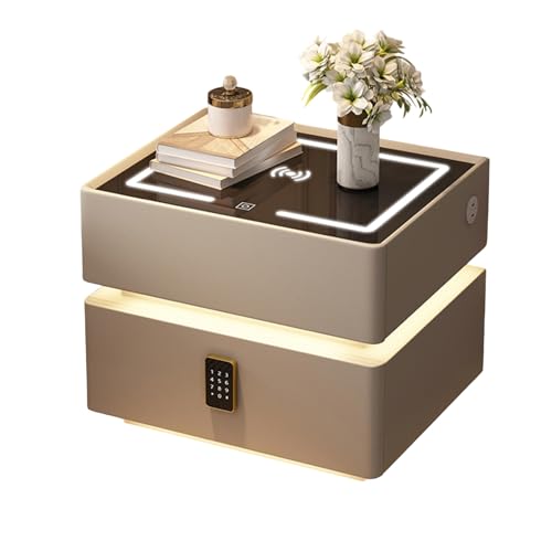 Dexinhdh Schwebender Nachttisch Mit Ladestation, Intelligenter LED-Nachttisch Mit Passwortschloss Und 2 Schubladen, Automatischer Induktionsnachttisch Für Schlafzimmer(D,25cm) von Dexinhdh