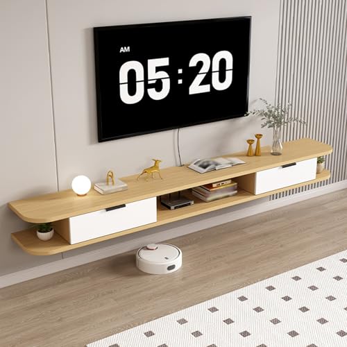 Dexinhdh Schwebender TV-Ständer, Wandmontierte Medienkonsole Mit Schubladen, Versteckter Steckdosenrückwand, Modernes Schwebendes Entertainment-Center Für Wohnzimmer, Büro(A,140cm) von Dexinhdh
