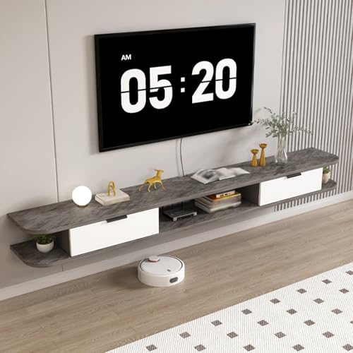 Dexinhdh Schwebender TV-Ständer, Wandmontierte Medienkonsole Mit Schubladen, Versteckter Steckdosenrückwand, Modernes Schwebendes Entertainment-Center Für Wohnzimmer, Büro(F,100cm) von Dexinhdh