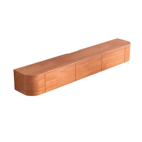 Dexinhdh Schwebender TV-Ständer, Wandregal Mit Herunterklappbaren Schranktüren, Reservierte Fräsnut, Moderne Media-TV-Konsole Aus Holz Mit Schubladen Für Das Wohnzimmerbüro(B,180cm) von Dexinhdh