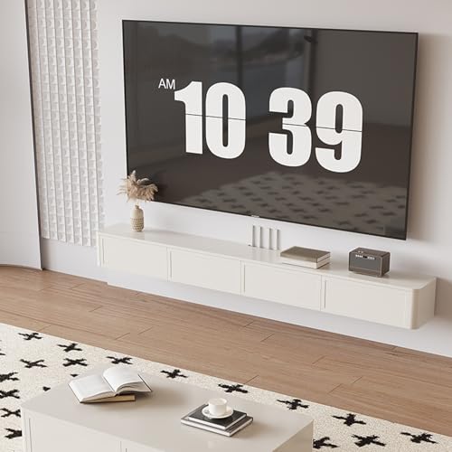 Dexinhdh Schwebendes TV-Regal, TV-Ständer Aus Holz, Wandmontierte Medienkonsole, Große Speicherkapazität, Modernes Schwebendes Entertainment-Center Für Wohnzimmer Und Büro(White,120cm) von Dexinhdh