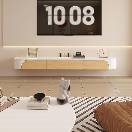 Dexinhdh Schwebendes TV-Regal, Wandmontierter TV-Ständer Mit Stauraum, Klapptür-Design, Metallschienen, Modernes Schwebendes Entertainment-Center Für Wohnzimmer, Büro(220cm) von Dexinhdh