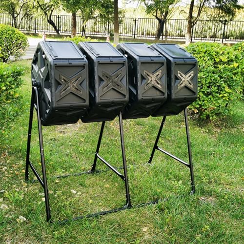 Gartenkompostbehälter, Trommelkomposter Mit Vier Kammern, Unabhängiges Trommeldesign, Metallrahmen Und PE-Schale, Rotierender Tumbler Mit Schiebetüren Für Garten, Küche Gartenkompostbehälter, Trommelkomposter Mit Vier Kammern, Unabhängiges Trommeldesign, Metallrahmen Und PE-Schale, Rotierender Tumbler Mit Schiebetüren Für Garten, Küche von Dexinhdh