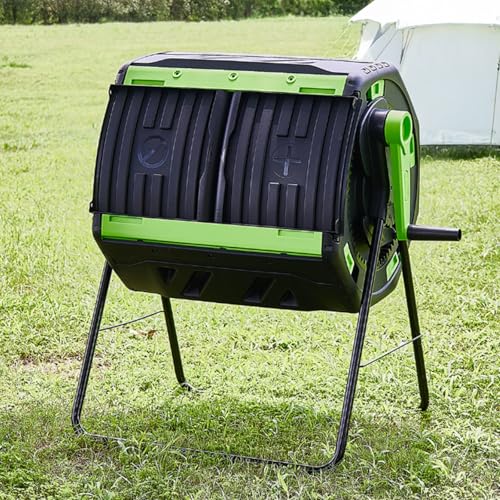 Kompostbehälter Für Den Außenbereich, Kompostbehälter Mit Zwei Kammern Und Eisernen Stützbeinen, PP-Material, Gartenkompostbehälter 53 Gallonen (200 L), Groß Für Garten von Dexinhdh