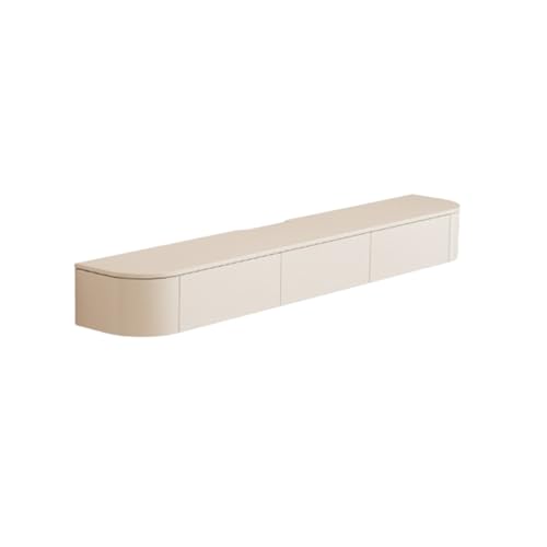 Schwebender TV-Ständer, Wandmontiertes Entertainment-Center Mit LED-Leuchten, Schwebende TV-Einheit Aus Holz Mit Aufbewahrungsschublade Für Wohnzimmer Und Büro(White,200cm) von Dexinhdh