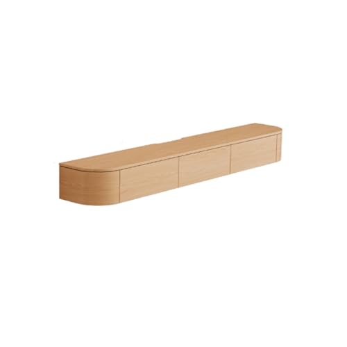 Schwebender TV-Ständer, Wandmontiertes Entertainment-Center Mit LED-Leuchten, Schwebende TV-Einheit Aus Holz Mit Aufbewahrungsschublade Für Wohnzimmer Und Büro(Yellow,200cm) von Dexinhdh