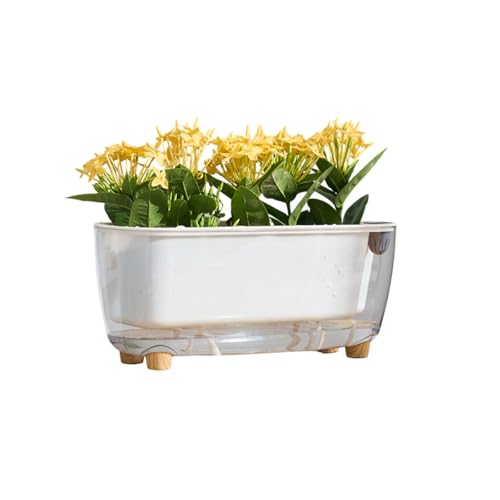 Selbstbewässernder Blumentopf Mit Rutschfesten Stützfüßen, Rechteckiger Transparenter Topf, Design Mit Belüftungslöchern An Der Unterseite, Blumentopf Aus Kunststoff(Small) von Dexinhdh