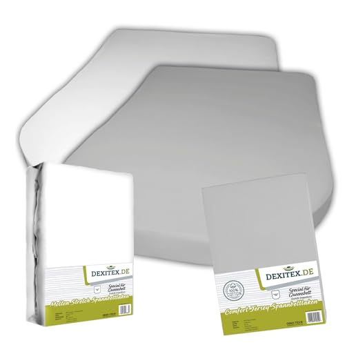 Dexitex - Bettlaken Queensbett-Wohnmobil 2er Set - 1 Molton und 1 Spannbettlaken Grau(135-160cm x 210cm) für Wohnmobil oder Caravan - 100% Baumwolle -Oeko-TEX - von Dexitex