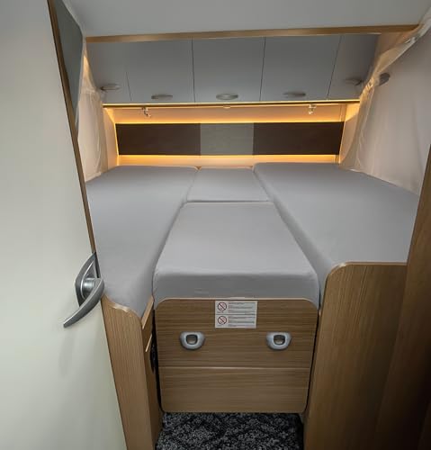 Dexitex - Spannbetttuch Wohnmobil 4 Teilig mit Mittelmatratze - Bettlaken Set Grau für Wohnmobil- für Matratze Wohnmobil - Grau -Oeko-TEX 100% Baumwolle - 4 Teilig von Dexitex