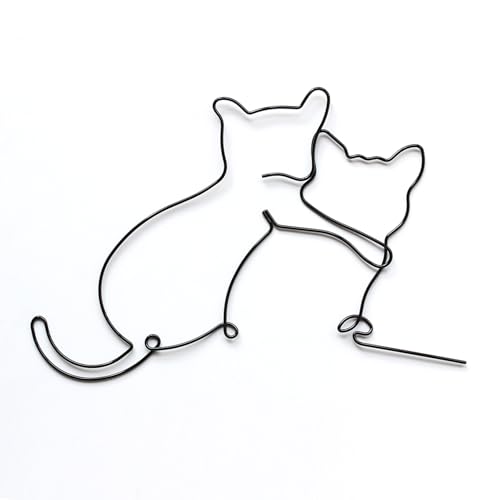 Dexlyn Minimalistische Katzendeko aus Metall Schwarze, Wandkunst für Katzenliebhaber, Geeignet für Katzenspielbereich, Kratzbaum,Katzenheim,Wohnzimmer & Büro (Kuscheln 36x38 cm) von Dexlyn