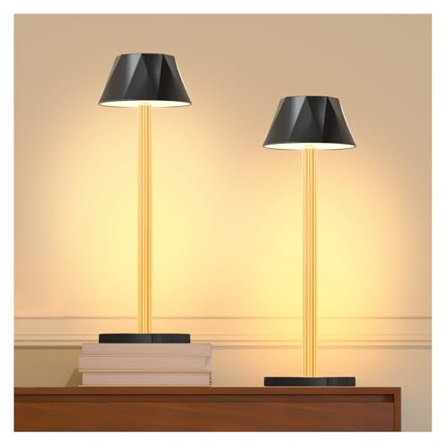 Deyagoo Tischlampe Kabellos, 2 Stück LED Tischleuchte 6000mAh Akku mit USB-C, 3 Farbmodi(3000K-5300K), Touch Control, IPX4 Wasserdicht, Outdoor Touch Lampe für Restaurant, Schlafzimmer, Party, Camping von Deyagoo