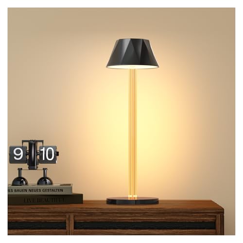Deyagoo Tischlampe Kabellos, LED Aufladbar Tischleuchte 6000mAh Akku mit USB-C, 3 Farbmodi(3000K-5300K), Touch Control, IPX4 Wasserdicht Touch Lampe für Restaurant, Bar, Schlafzimmer, Party, Camping von Deyagoo