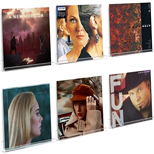 Dezzer 6 Pack Acryl Vinyl Rekord Regal, (30,2 L x 4 W x 4 H cm) Clear Acryl Album Plattenhalter, Clear Floating Regale Wall Mount und zeigen Ihre Lieblings LP Platten stilvoll an von Dezzer