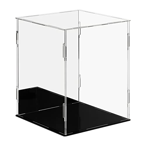 Dezzer Vitrine aus Acryl mit Schwarzer Basis, Zusammenbauen Arbeitsplatte Klarer Acrylkasten Organizer Staubdichte Schutzschalter für Action-Figuren Spielzeug, Sammlerstücke (20 x 20 x 25 cm) von Dezzer