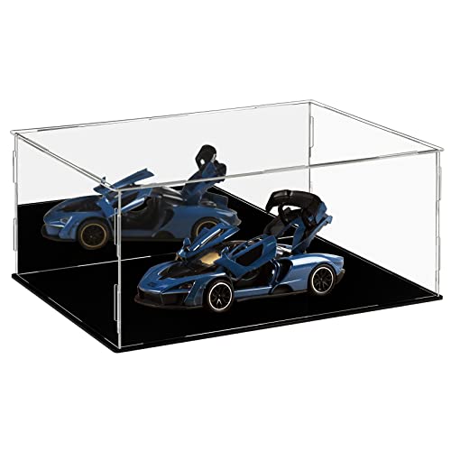 Dezzer Vitrine aus Acryl mit Schwarzer Basis, Zusammenbauen Arbeitsplatte Klarer Acrylkasten Organizer Staubdichte Schutzschalter für Action-Figuren Spielzeug, Sammlerstücke (35 x 25 x 15 cm) von Dezzer