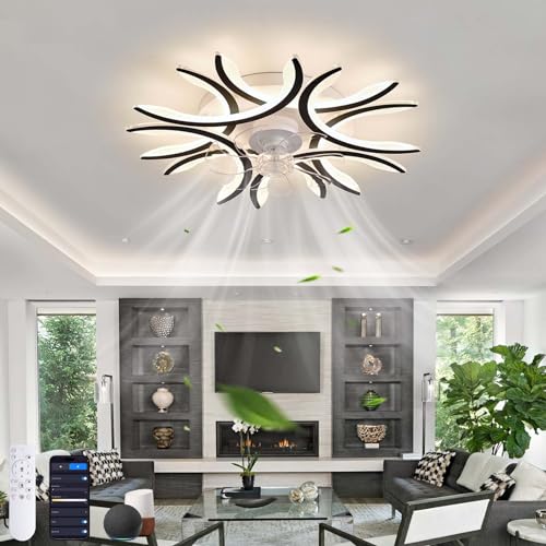 Design Deckenventilator Mit Beleuchtung Und Fernbedienung Led Dimmbar Reversibel 6-Gang Deckenlampe Mit Ventilator Mit Memory-Funktion Schlafzimmer Leise Ventilator Lampe Wohnzimmer, Schwarz Alexa Design Deckenventilator Mit Beleuchtung Und Fernbedienung Led Dimmbar Reversibel 6-Gang Deckenlampe Mit Ventilator Mit Memory-Funktion Schlafzimmer Leise Ventilator Lampe Wohnzimmer, Schwarz Alexa von Dfiacn