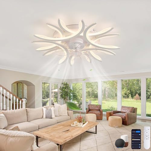 Design Deckenventilator Mit Beleuchtung Und Fernbedienung Led Dimmbar Reversibel 6-Gang Deckenlampe Mit Ventilator Mit Memory-Funktion Schlafzimmer Leise Ventilator Lampe Wohnzimmer, Weiß Alexa Design Deckenventilator Mit Beleuchtung Und Fernbedienung Led Dimmbar Reversibel 6-Gang Deckenlampe Mit Ventilator Mit Memory-Funktion Schlafzimmer Leise Ventilator Lampe Wohnzimmer, Weiß Alexa von Dfiacn