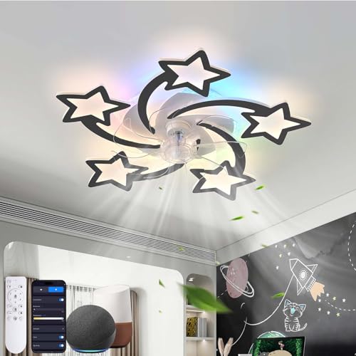 Dfiacn RGB Deckenventilator Mit Beleuchtung Mit Fernbedienung APP, Kind Alexa Lampe Mit Ventilator Reversibel 6-Gang Dimmbar Deckenlampe Mit Ventilator Speicherfunktion Leise Timing-Schwarz||Alexa Dfiacn RGB Deckenventilator Mit Beleuchtung Mit Fernbedienung APP, Kind Alexa Lampe Mit Ventilator Reversibel 6-Gang Dimmbar Deckenlampe Mit Ventilator Speicherfunktion Leise Timing-Schwarz||Alexa von Dfiacn