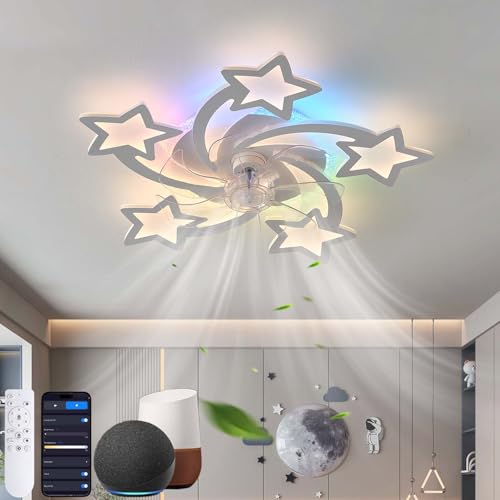 Dfiacn RGB Deckenventilator Mit Beleuchtung Mit Fernbedienung APP, Kind Alexa Lampe Mit Ventilator Reversibel 6-Gang Dimmbar Deckenlampe Mit Ventilator Speicherfunktion Leise Timing-Weiß||Alexa Dfiacn RGB Deckenventilator Mit Beleuchtung Mit Fernbedienung APP, Kind Alexa Lampe Mit Ventilator Reversibel 6-Gang Dimmbar Deckenlampe Mit Ventilator Speicherfunktion Leise Timing-Weiß||Alexa von Dfiacn