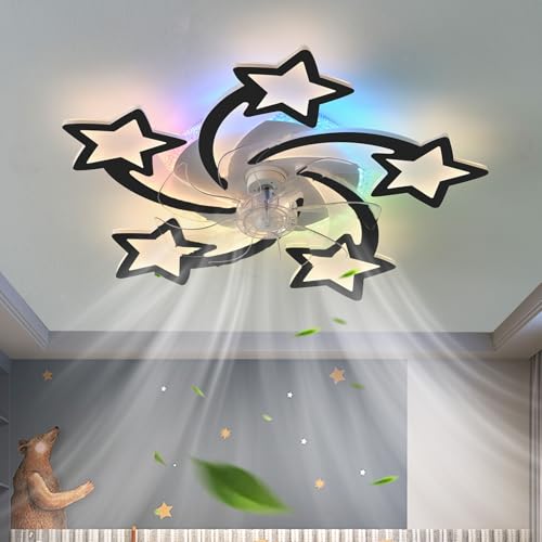 Dfiacn Schwarz RGB Deckenventilator Mit Beleuchtung Mit Fernbedienung APP, Kind Schlafzimmer Lampe Mit Ventilator Reversibel 6-Gang Dimmbar Deckenlampe Mit Ventilator Speicherfunktion Leise Timing Dfiacn Schwarz RGB Deckenventilator Mit Beleuchtung Mit Fernbedienung APP, Kind Schlafzimmer Lampe Mit Ventilator Reversibel 6-Gang Dimmbar Deckenlampe Mit Ventilator Speicherfunktion Leise Timing von Dfiacn