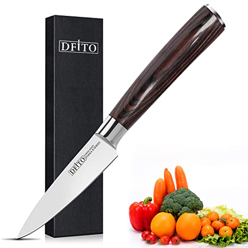 Dfito 9cm Schälmesser, Obst und Gemüsemesser, Edelstahl Obstmesser Ergonomischer Griff Edelstahl Küchenmesser mit Scharfer Klinge Profi Klein Rostfrei Kochmesser Japanischen Tourniermesser von Dfito