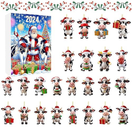Dfstvup Weihnachtsornament Adventskalender,24 Türchen Hängbare Kuh Deko Countdown Kalender - 2D Acryl Festtagsanhänger für Lehrer Gemeindemitglieder Familienbindung Klassenraum Jugendliche Dfstvup Weihnachtsornament Adventskalender,24 Türchen Hängbare Kuh Deko Countdown Kalender - 2D Acryl Festtagsanhänger für Lehrer Gemeindemitglieder Familienbindung Klassenraum Jugendliche von Dfstvup