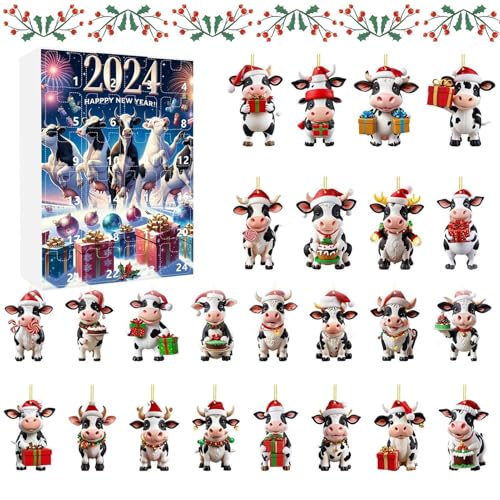 Dfstvup Weihnachtsornament Adventskalender,24 Türchen Hängbare Kuh Deko Countdown Kalender | 2D Acryl Festtagsanhänger für Lehrer Gemeindemitglieder Familienbindung Klassenraum Jugendliche Dfstvup Weihnachtsornament Adventskalender,24 Türchen Hängbare Kuh Deko Countdown Kalender | 2D Acryl Festtagsanhänger für Lehrer Gemeindemitglieder Familienbindung Klassenraum Jugendliche von Dfstvup