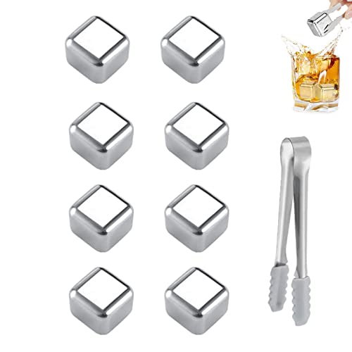 Dfuqanb 8 Stück Whisky Steine Edelstahl Set, Edelstahl Eiswürfel Set, Eiswürfel Edelstahl, Wiederverwendbare Kühlsteine, Whiskey Ice Cubes, Eiswürfel Metall, für Cocktail-,Whisky-Liebhaber,Barzubehör Dfuqanb 8 Stück Whisky Steine Edelstahl Set, Edelstahl Eiswürfel Set, Eiswürfel Edelstahl, Wiederverwendbare Kühlsteine, Whiskey Ice Cubes, Eiswürfel Metall, für Cocktail-,Whisky-Liebhaber,Barzubehör von Dfuqanb