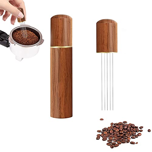 Dfuqanb Kaffeerührer mit Holz Griff, Espresso Nadel Coffee, Distributor Tamper, Kaffee Zubehör, WDT Tool, Kaffeerührer, Kaffee Tamper Espresso Nadel, Kaffeemischer aus Edelstahl in 5 feine Nadeln von Dfuqanb