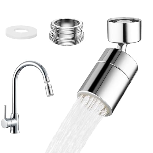 Dfuqanb Wasserhahn Aufsatz, 360-Grad Wasserhahn Aufsatz, Wasserhahn-Strahlregler 360° Drehbar, für Küche/Bad Hahn (Silber 22 innen + 22 innen auf 24 außen Kupferadapter) von Dfuqanb