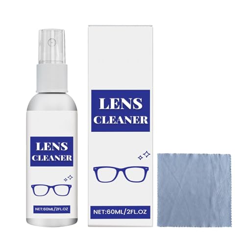 Brillenreinigungsspray mit weichem Mikrofaser-Tuch, 60 ml, Linsenreinigungsspray, optischen Oberflächen Flüssigkeitsreiniger, Anti-Fog & Streifenfrei, für Gläser, Brillen, Kameras, Mikroskope, digital von Dgayaeic