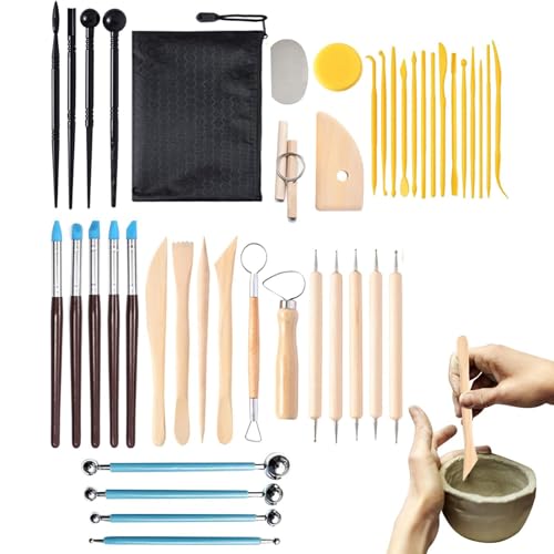 Dgayaeic Keramikwerkzeugkit, Tonbildhirsch Kit | 42 Stücke Erwachsene Keramik Kit Keramik Making Set,Vielseitige Tonmodellierungsvorrichtung Skulptionen für die Gestaltung der Verfeinerungsschleife von Dgayaeic