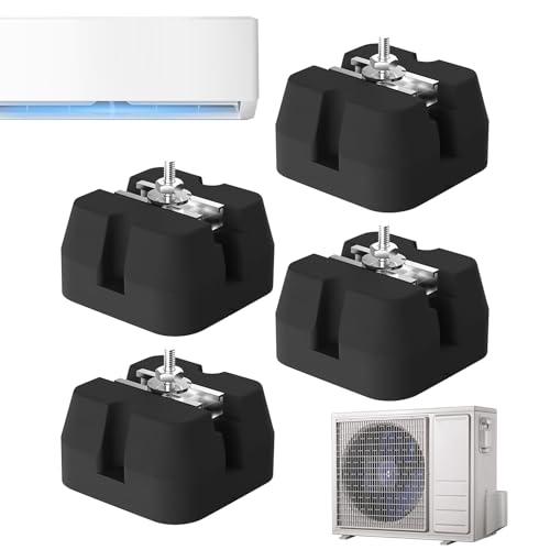 Dgayaeic Klimagerät Unterlage | Basis-Unterstützung Für Ductless Klimaanlagen | 4-Teilige Schallschutzmatte Mit Bodenunterstützung Für Die Außeninstallation von Dgayaeic