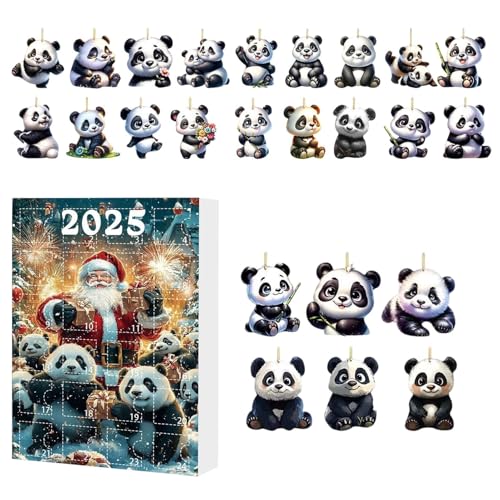 Dgayaeic Weihnachtspanda-Adventskalender, Panda-Ornamente, Countdown-Kalender, 24 Tage 2025, niedliches Tier, flache Acryl-Ornamente für Auto-Rückspiegel, Weihnachtsbaum, Wand, Tür, Fenster von Dgayaeic