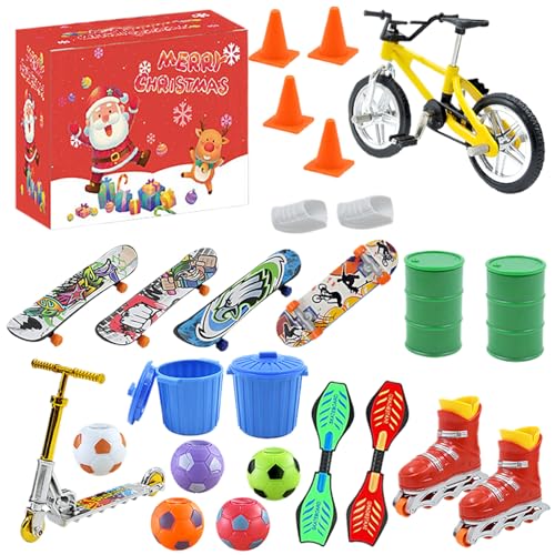 Finger-Skateboard-Spielzeug, Weihnachts-Countdown-Box, Fingertip-Trick-Ready-Spielzeug, 1 Box/1 Set, 24-Weihnachts-Countdown-Kalender, für und Mädchen von Dgayaeic