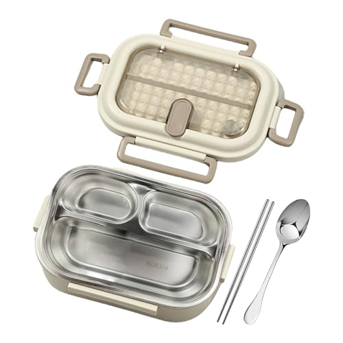Mikrowellose Edelstahl-Isolierkasten, leckdichte Heißfutter- mit Trennwänden, Löffel und Essstäbchen, mikrowavierbare Lebensmittelbehälter, Geruchsresistente, 3, 4 geteilte Abschnitte für die von Dgayaeic